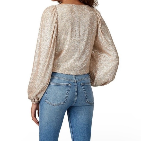 JONATHAN SIMKHAI MATTE GOLD SEQUIN TOP - Size L - Picture 8 of 10